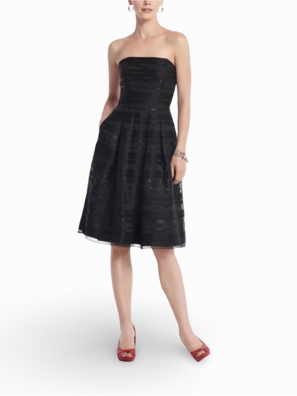 White House Black Market Ribbon Stripe Cocktail Dress Women’s 0